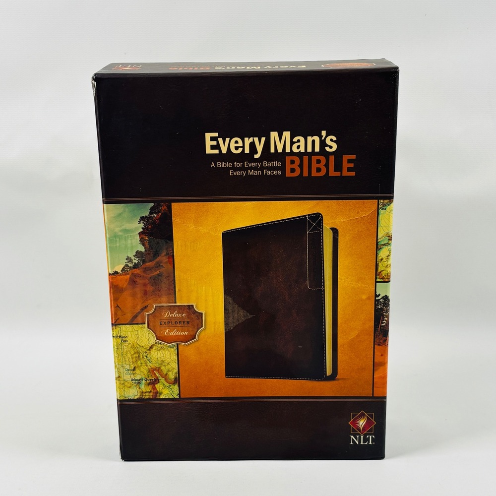 Every Man's Bible NLT Deluxe Explorer Edition Brown Faux Leather New Living